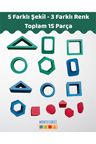 Montessori Ev Şekilli Şekil & Boyut Öğrenme Seti – 15 Parça