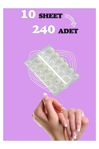 MİNA BEAUTY 240 Adet Zararsız Pro Çift Taraflı Protez Takma Tırnak Yapıştırıc...