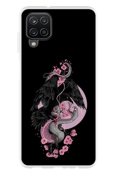 TechTree Galaxy A22 - M22 - M32 Compatible Pink Black Snake Transparent Silic...