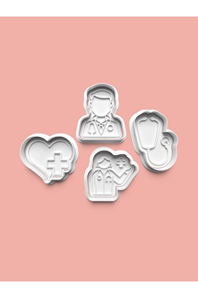 AKTASTORE قالب كوكيز طبي وقوالب عجينة السكر طقم من 4 قطع 0798-set