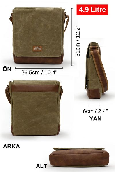 DARK COTTON 7112 Western Camel Water Resistant Waxed Canvas Messenger Shoulder Laptop School Bag