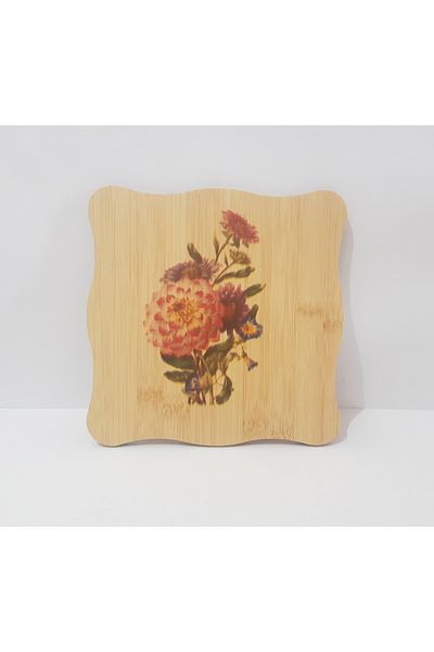 Penguen Patterned Wooden Trivet 19.5X19.5 cm