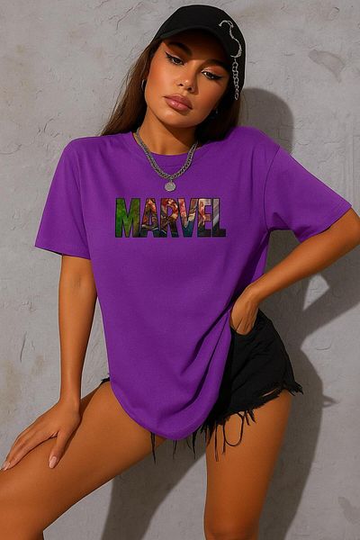 BENROMA 1 produs este un cadou pentru achiziții de 6 sau mai sus Tricou alb oversize imprimat Marvel