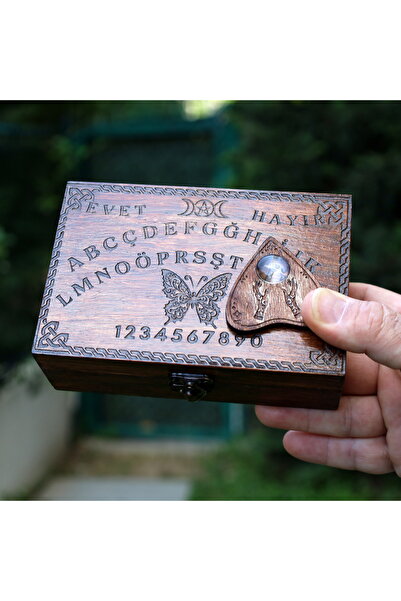 666 Türkçe Harf İşli Cadı Kehanet Tahtası El Yapımı Ceviz Rengi Kutu Ahşap Sa...