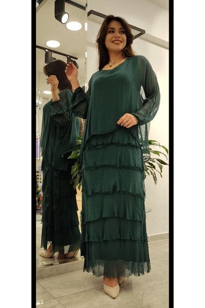 Cb Made In Italy Italian Silk Layered Maxi Dress