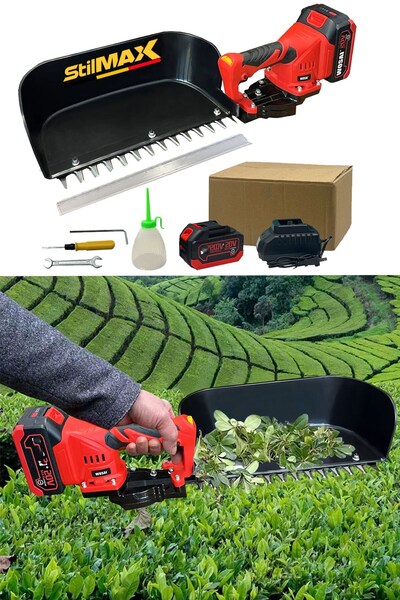 stilmax 21V Çay Hasat Makinesi – 2 Akülü, Şarjlı, Hafif (1.3 Kg), Titanyum Bıçaklı Çay Toplama Makası