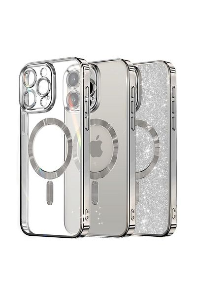 Techsuit Husă pentru iPhone 16 Pro - Techsuit Luxury Glitter MagSafe - Argintie