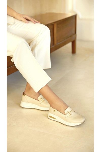 Venüs 2216647Y Women's Genuine Leather Buckle Feta Heel Air Flow Casual Shoes