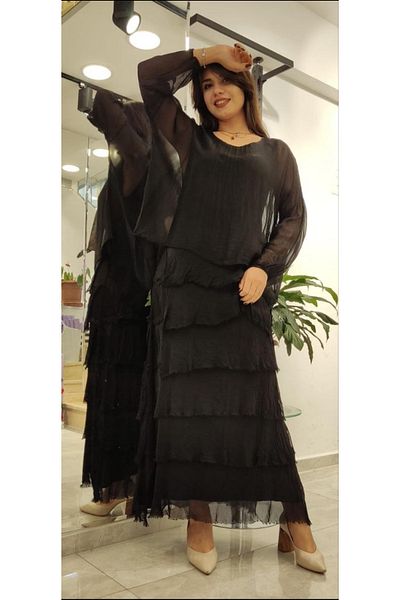 Cb Made In Italy Italian Silk Layered Maxi Dress