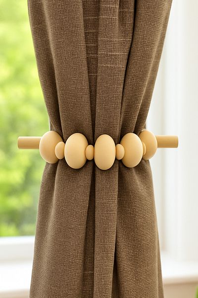 TAHAHAMAK 2 Pieces Braid Wooden Wooden Beads Macrame Curtain Ornament