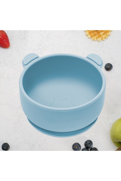 APPEKIDS Silikonová miska s přísavkou, AppeKids, Medvídek - akvamarínová modrá