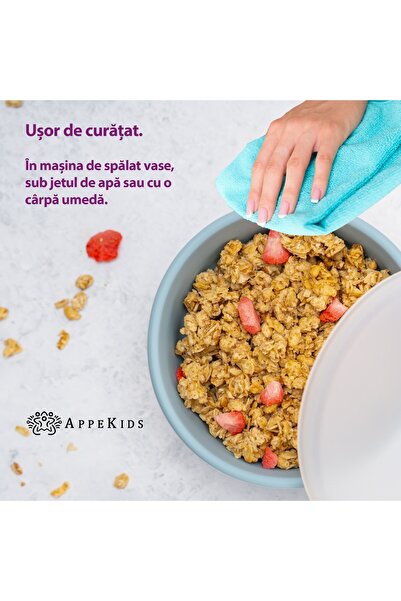 APPEKIDS Silikonová miska s přísavkou a víčkem, AppeKids - Raw Green