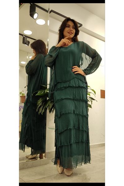Cb Made In Italy Italian Silk Layered Maxi Dress
