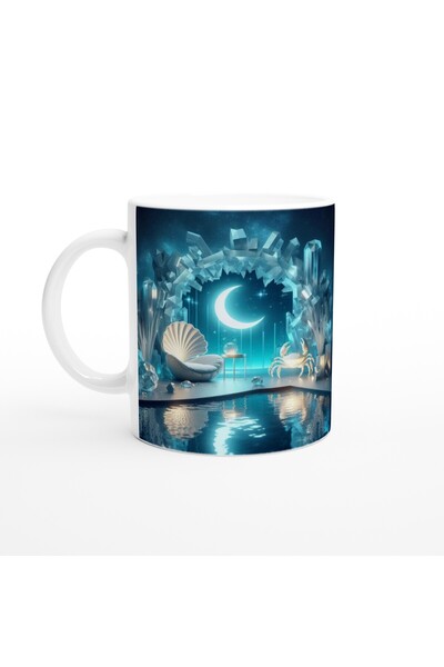 Wisdom Rain كوب قهوة مطبوع عليه برج السرطان - موضوع الكهف الكريستالي السحري Vs1