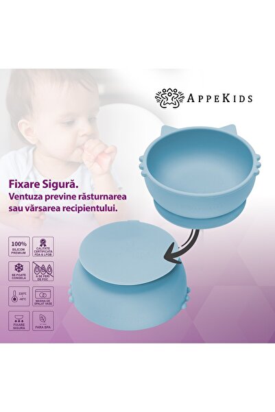 APPEKIDS Silikonová miska, AppeKids, Kitty I - Aqua Blue