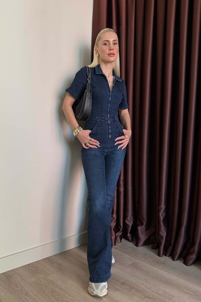 YK FASHION Half Zip Polo Neck Jumpsuit
