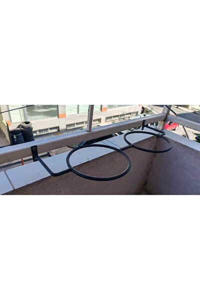 GO DEKOR Balkon Bahçe Için Tek Parça 2 Gözlü Metal Duvar Halka Saksıklık 50x20x16-18