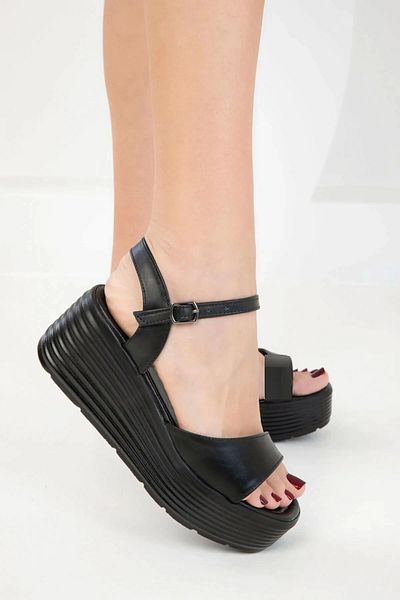 Lio Shoes Sandale cu toc plat cu cărbune negru pentru femei