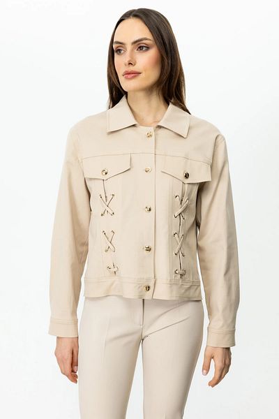 Ekol Buttoned Coat with Ornamental Cover Pocket-6016