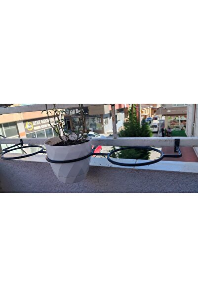 GO DEKOR Balkon Bahçe İçin Tek Parça 3 Gözlü Metal Duvar Halka Saksılık 70X20X16-18