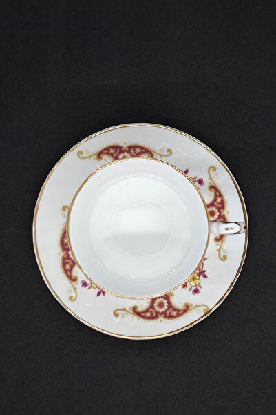 ABBETC Fine Bone China English Red Antique Double Coffee Cup 120 ml