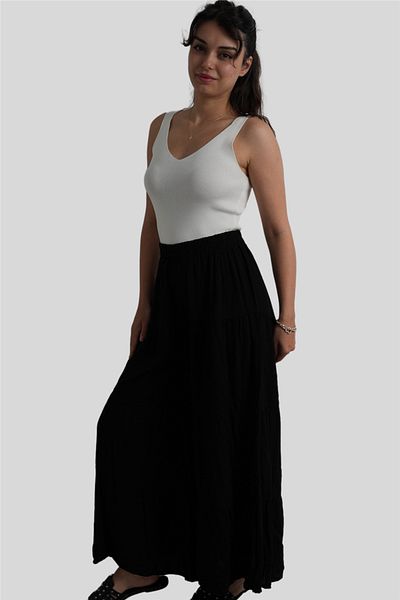 Miss Boheme Black Elastic Waist Wide Leg Casual Trousers