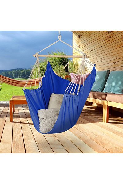 Relaxdays Relaxdays Hammock Chair, for indoors, terrace or balcony, blue, 160 x 100 x 7.5 cm