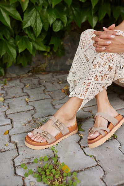 ANGELİNA JONES Neretto Women Beige Real Suet Toe Detail Slippers