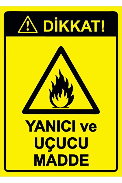 ZiPrinter انتبه! لافتة تحذيرية للمواد القابلة للاشتعال والقابلة للانفجار isg ...