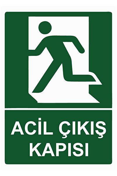 Acil Çıkış Kapısı isg Uyarı Levhası PVC A5 15x21 cm