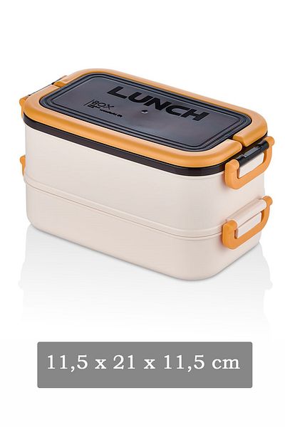 M&L LUNCH BOX 2 Layer Portable Food Container Lunch Box Diet Nutrition Box Storage Container Feeding Bowl with Fork and Spoon
