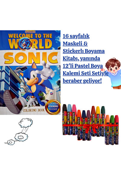 booddie Sonic Boyama Kitabı Stickerlı (arka Kapak Kesilerek Maskeli ) 12'li P...