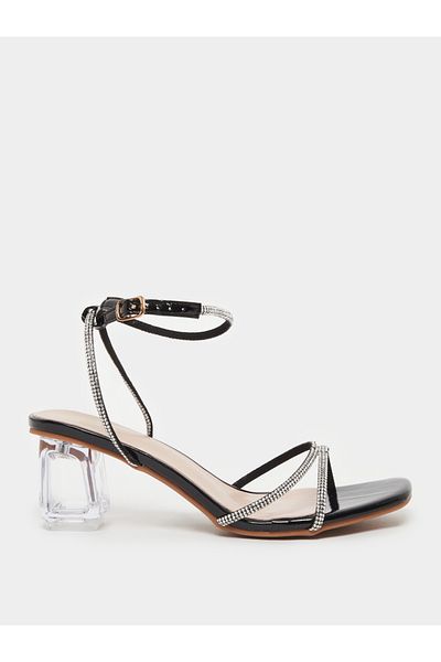 Styli Embellished Strap Transparent Block Sandals