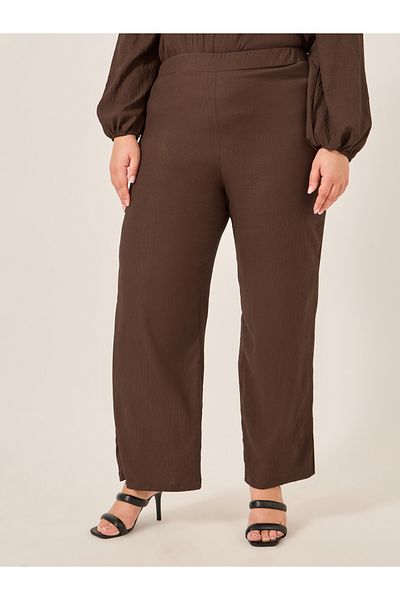 Styli Plus Size Mid Rise Wide Leg Pants