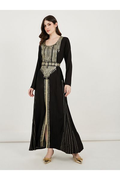 Maxim Creation By Styli Scoop Neck Rayon Kaftan with Aariwork