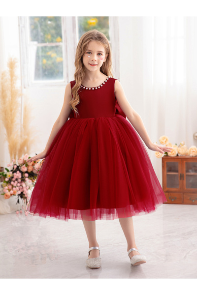 Take Two By Styli Faux Pearl Embellished Mesh Insert Dress