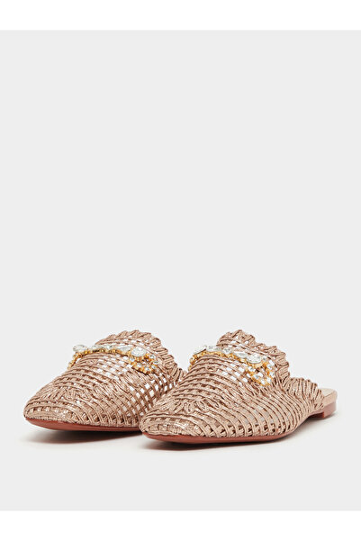 Styli Textured Woven Pointed Toe Mules