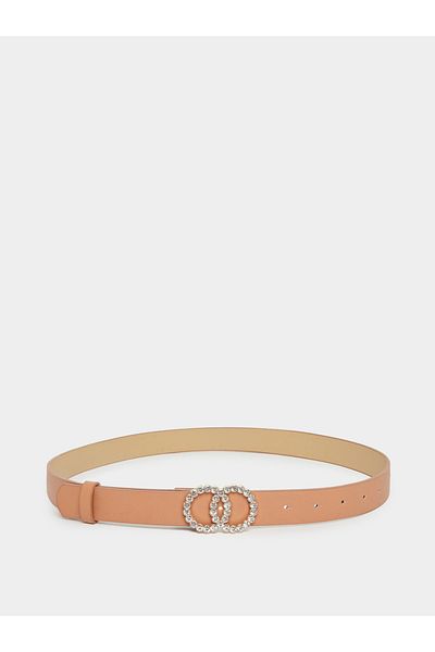 Styli Rhinestone Double Circle Buckle Belt