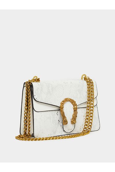 Styli Textured Shoulder Bag with Chain Strap