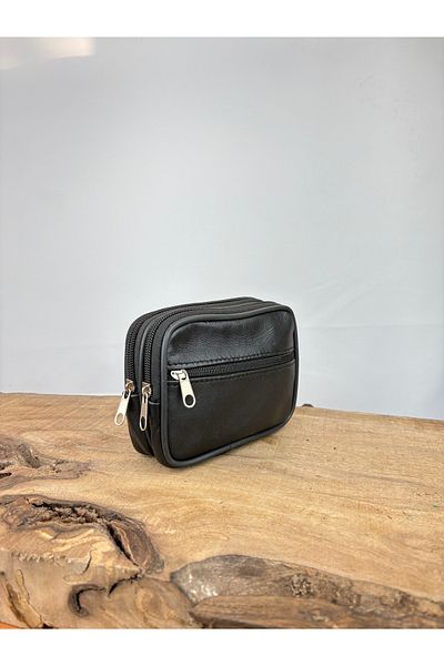 özdemirler deri Large Size 3-Eye Leather Belt Holder, Genuine Leather Belt Wallet, Coin Purse, Belt Bag