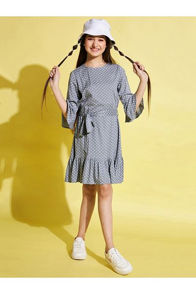 Stylo Bug By Styli All-Over Print 3/4 Sleeves Belted Dress