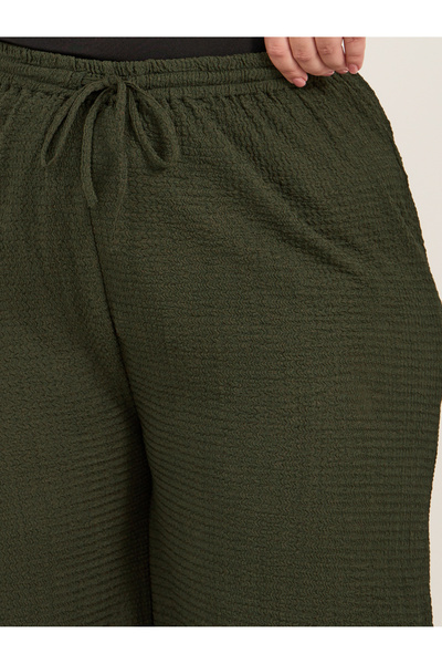 Styli Plus Size Textured Wide Leg Trousers with Drawstring