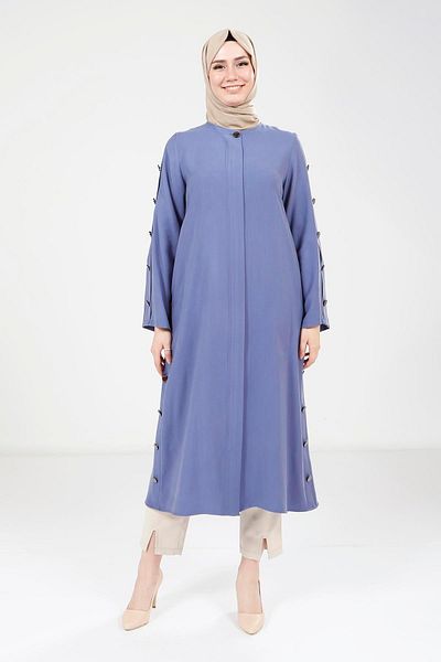 Beyza Button Detailed Indigo Color Wear and Remove 9232