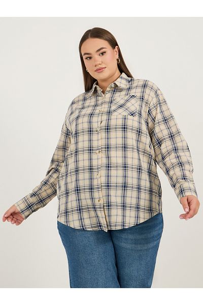 Styli Plus Size Checked Long Sleeve Shirt