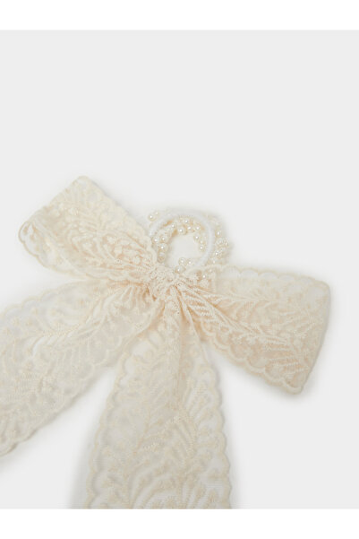 Styli Faux Pearl Detail Lace Ribbon Hair Tie
