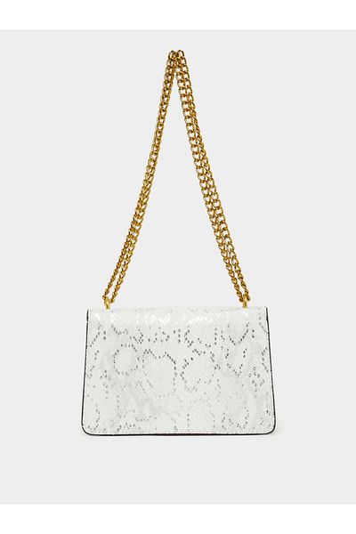 Styli Textured Shoulder Bag with Chain Strap