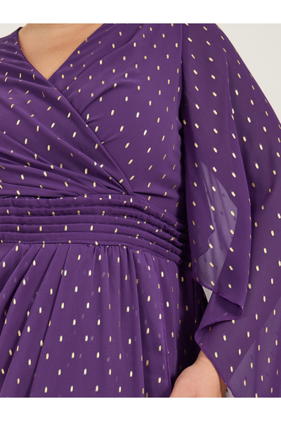 Styli Plus Size Cape Sleeve Pleated Maxi Dress