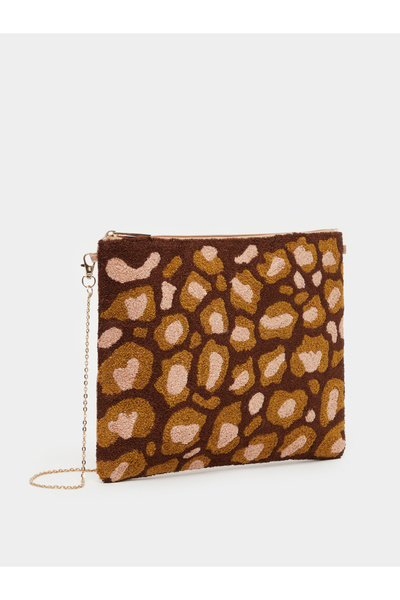 Styli Animal Print Clutch with Detachable Chain Strap