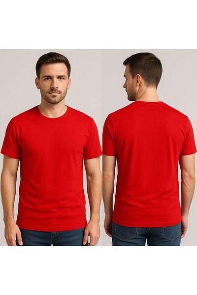 ÖMÜR Men's 100% Organic Cotton Thick Textured Regular Fit Crew Neck T-Shirt
