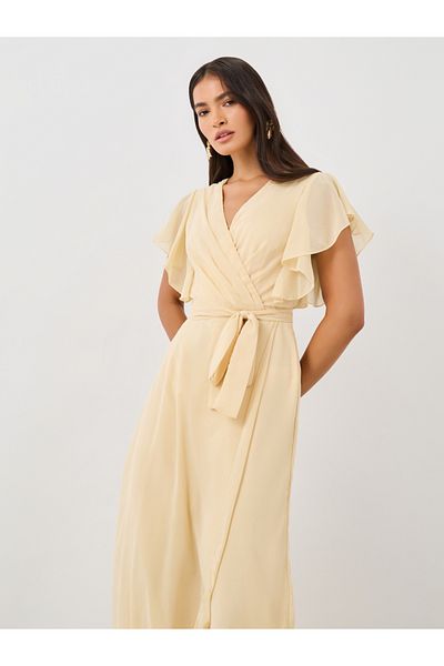 Styli Ruffled Sleeve V-Neck Wide Leg Jumpsuit